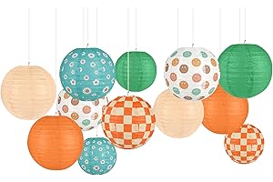 ojustbeok 6Pcs 8Inch Groovy Hanging Paper Lanterns Classroom Decoration Boho Retro Party Decoration Hippie Paper Lanterns for Wedding Birthday Baby Shower Birthday Party Home School Classroom Decors