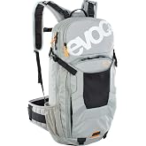 Evoc FR ENDURO 16 technical bike backpack for bike tours (LITESHIELD BACK PROTECTOR 95%, helmet holder, protectors, tool compartment, hydration bladder compartment 3l, Size: M/L), Stone Grey