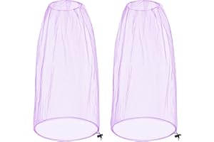 JAYRUIMICE 2 Pack Ultra Large Mosquito Net 42x25 Inches Mosquito Head Net Oversized Insect Netting Bug Fits Most Hats for Gardening Hiking Fishing Traveling(Light Purple)