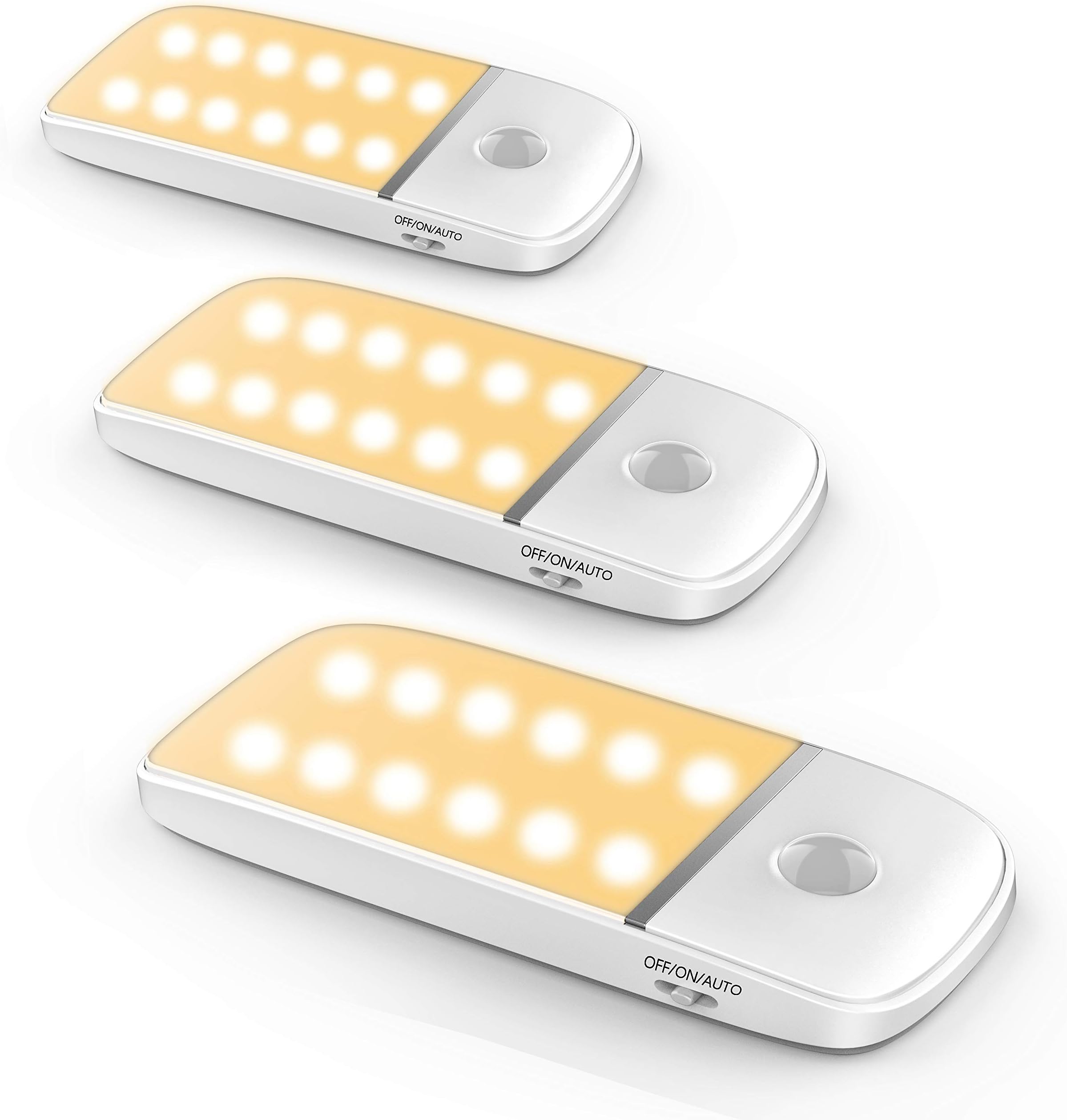 The Motion Sensor is Located in a Dark Place and Will Automatically Illuminate When You Enter The 10-Foot Range for wardrobes, cabinets, hallways, aisles, etc. (Warm White 3 Pack)