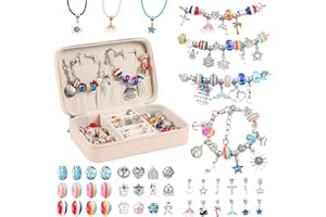 SYCARON Bracelet Making Kit, 90 Pcs DIY Jewelry Making Kit with Jewelry Box and Gift Bag, Birthday Gift for Girls, Rainbow