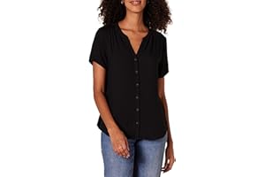 Amazon Essentials Women's Relaxed-Fit Short-Sleeve Woven Blouse