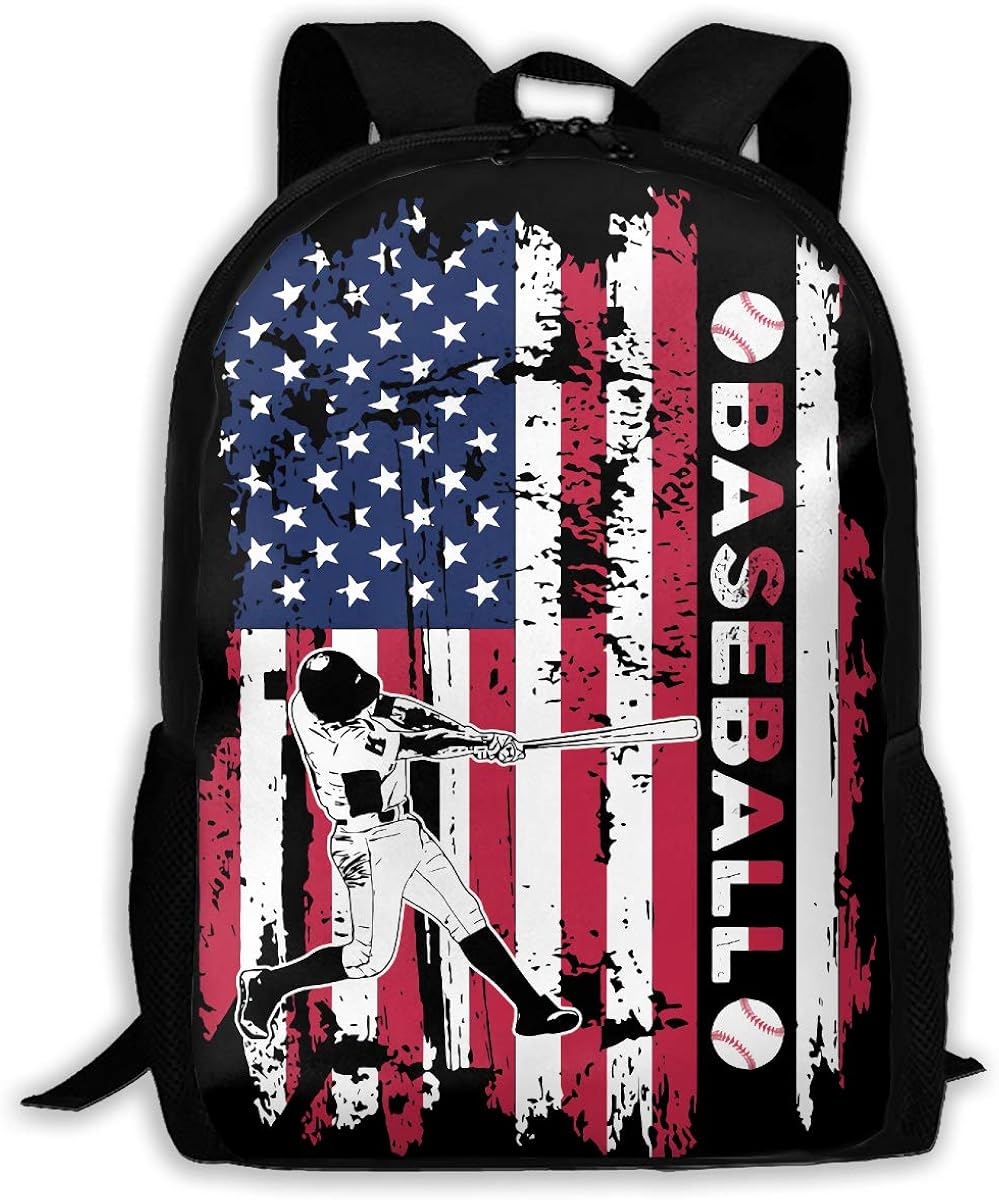 Baseball Flag Backpack Laptop Bags Shoulder Bag College Daypack Backpacks For Unisex