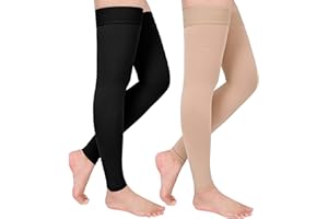 GODORIO 2Pairs 20-30mmHg Thigh High Compression Stockings, Thigh High Compression Socks for Women, Medical Compression Stockings for Varicose Veins, Swelling, Pregnant, Teacher, Doctor