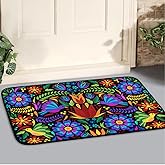 Doormat Floral Mexican Birds Floor Mat Resist Dirt Entrance Rug Machine Washable Carpet for Home Non Slip Rugs for Kitchen/Bathroom/Laundry Room 24'' x 16''