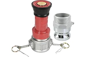 SpringSpray 2" NPSH Heavy-Duty Industrial Fire Hose Nozzle with 2 x Aluminum 2 inch Camlock Fittings Couplings Fire Equipment