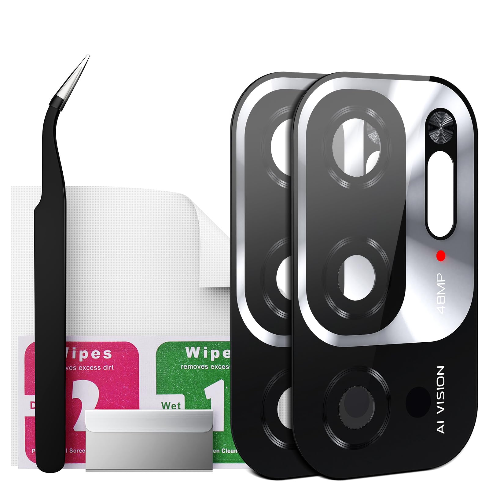 Eonpam 2 Pack Camera Glass Replacement for Xiaomi Redmi Note 10 5G HD Rear Lens Glass + Repair Kit