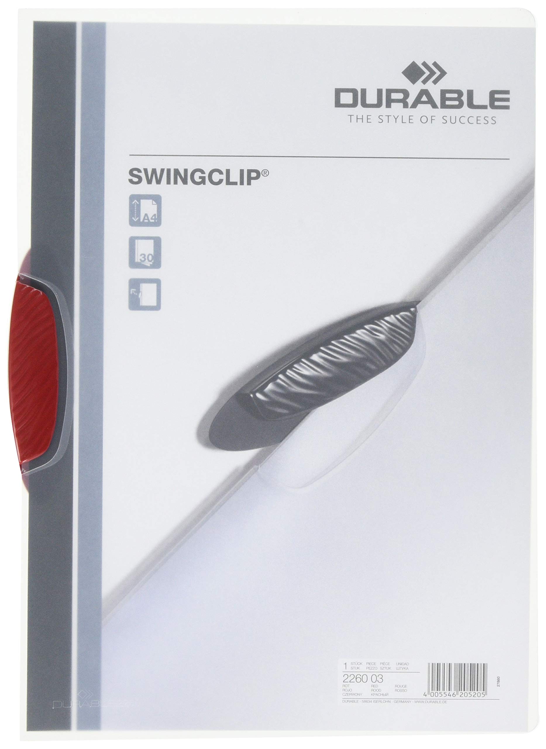 Durable 2260/32 Swingclip Shirt for 1-30 A4 Sheet - Red — image 1