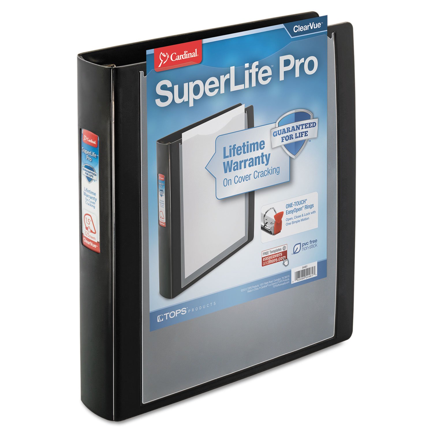 Cardinal SuperLife Pro Easy Open Slant-D Binder, Black, 11" x 11 3/4" x 10 3/4"