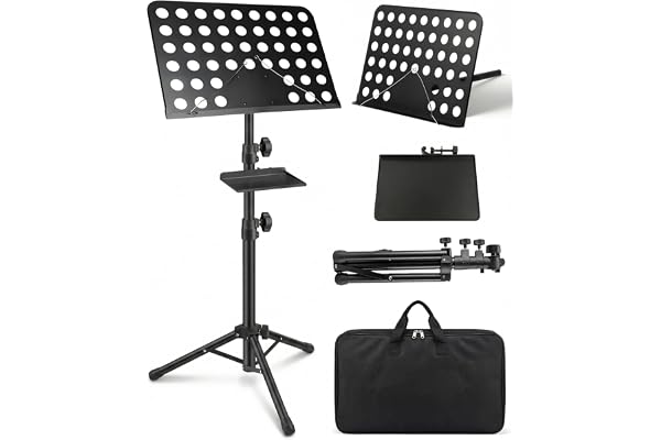 Portable Sheet Music Stand with Carrying Bag, Adjustable Folding Metal Music Stand with 25mm Thickened Pole, Music Stand for