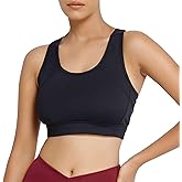 RIYU High Impact Sports Bra for Petite Women, Molded Cup Racerback, Removable Padding, Scoop Neck, Moisture Wicking Bra
