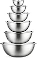 Stainless Steel Mixing Bowls (Set of 6) Stainless Steel Mixing Bowl Set - Easy To Clean, Nesting Bowls for Space Saving Storage, Great for Cooking, Baking, Prepping