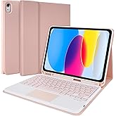 LAMA Touchpad Keyboard Case for iPad (A16) 11th Gen 2025 /10th Gen 2022, Folio Cover with Pencil Holder, Multi-Touch Trackpad, Wireless Magnetic Keyboard for iPad 11th 10th Generation, Pink