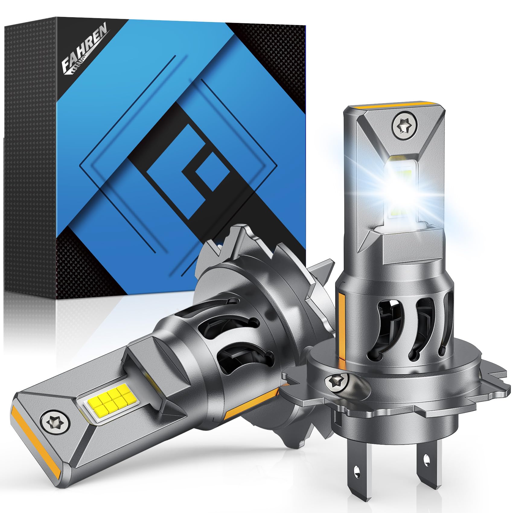 FAHREN Upgraded H7 LED Bulbs, 50000LM 1300% Ultra-Brightness, Real 1:1 Halogen Size, 70000+ Longer Lifespan, 6500K White for H7 Fog Tail Light Lenses, CAN-Bus Ready Plug N Play, Pack of 2 Image