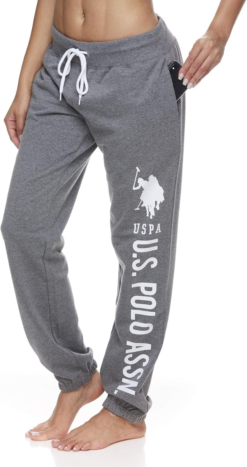 U.S. Polo Assn. Essentials Womens Sweatpants Joggers French Terry Sleep Lounge and Pajama Pants with Pockets: Clothing