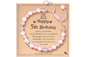 FYUKISS Sweet Birthday Gifts for Girls, Number Bracelets for Niece Daughter Granddaughter Friend Sister with Gift Card