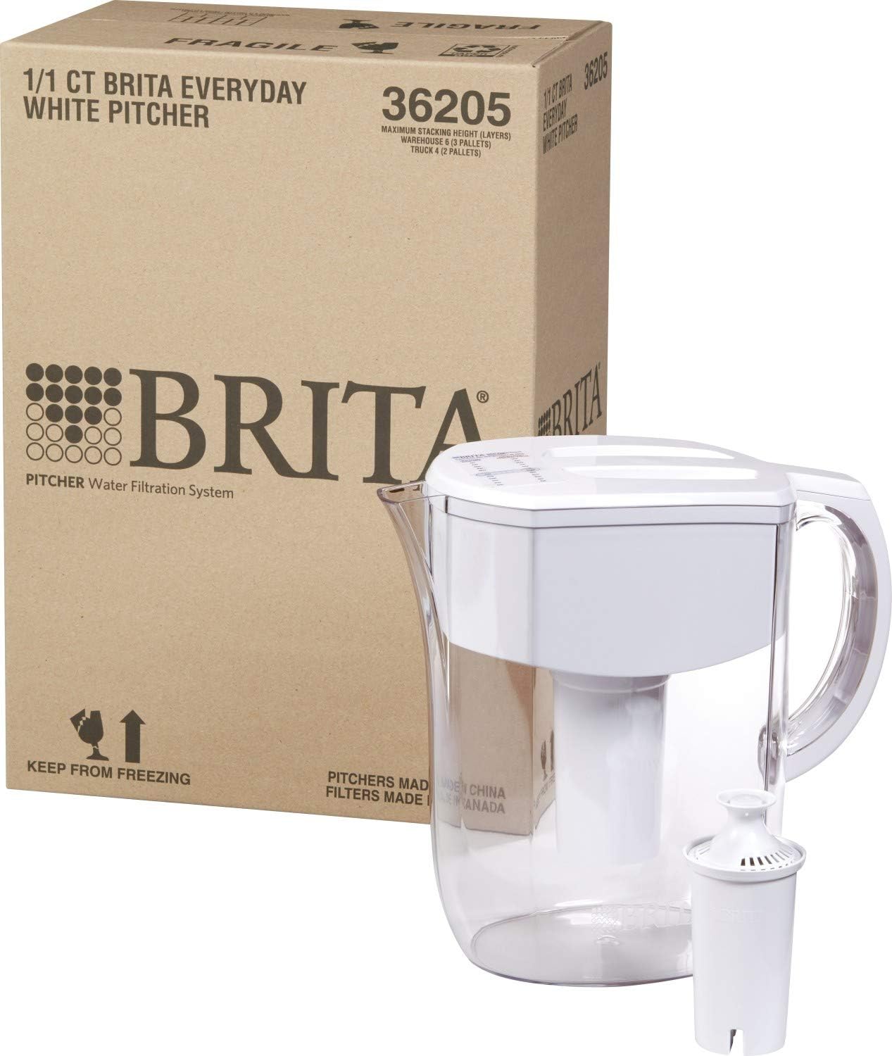 Brita Water Pitcher with 1 Filter, w 1 std, White: Kitchen & Dining