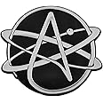 Round Atheist Atom Plastic Auto Emblem - [Silver][3 1/2'' x 3 1/4'']