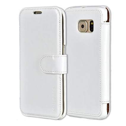 Mulbess Samsung Galaxy S5 Mini hülle Weiß,Ledertasche für Samsung Galaxy S5 Mini Tasche Leder