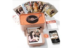 PRT 4x6 Photo Printer with 20 Sheets & 1 Ribbon, Portable Photo Printer for iPhone/Android, Ideal Gift for Home & Scrapbooking Use, Pink+Orange
