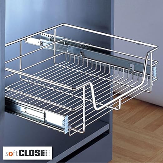 Pull Out Soft Close Wire Storage Basket For Kitchen Or Bedroom