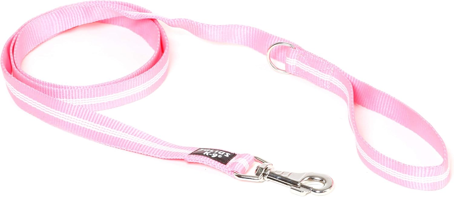 IDC Tubular Webbing Leash with Handle and D-Ring, 25 mm x 1.8 m, Pink, 25 mm x 1,8 m with D-Ring