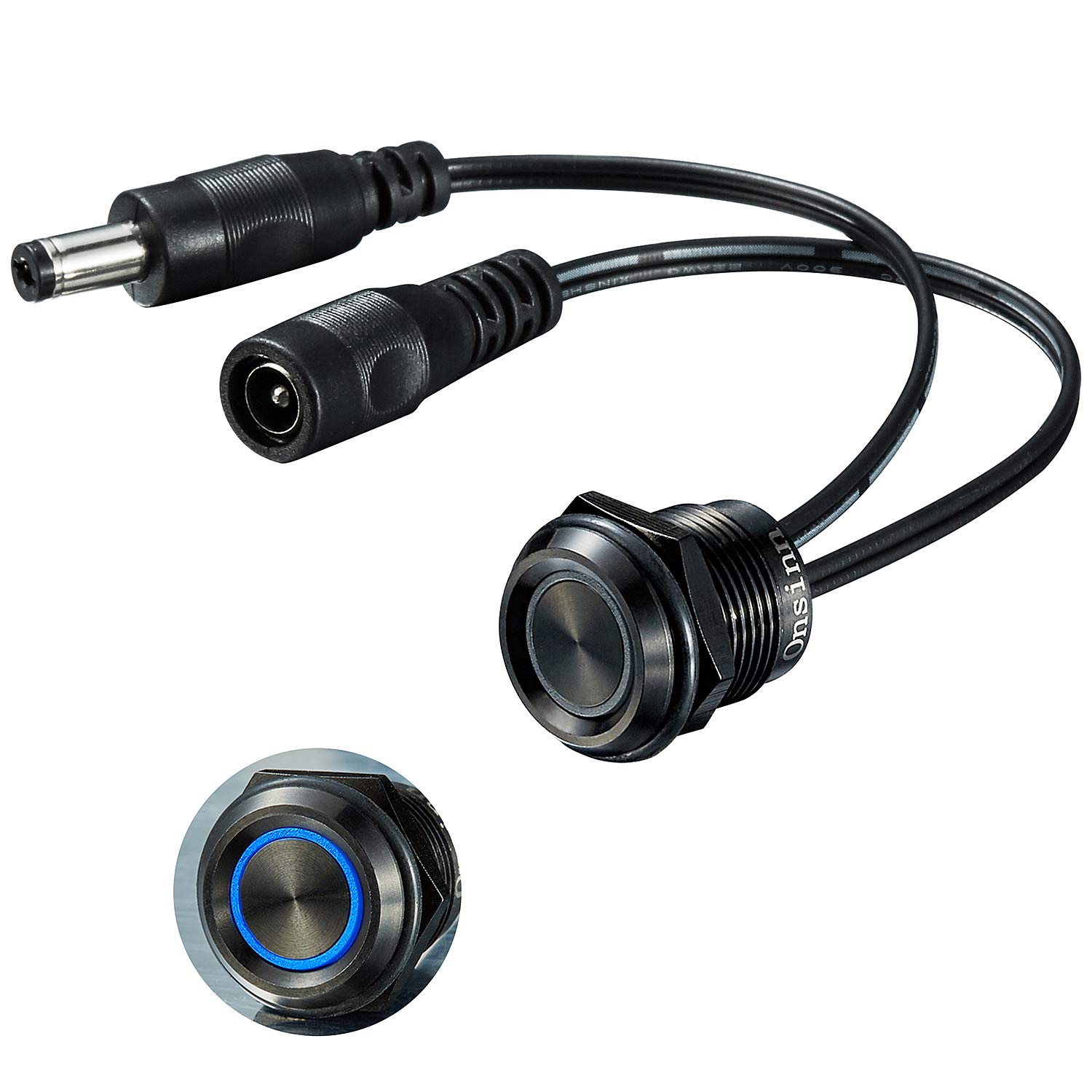 Ounsinn dimmer Switches Memory Function segmented dimming Switch DC12V 24V Blue led for 19mm 3/4'' mounting Hole(19mm 1pack,black segmented)