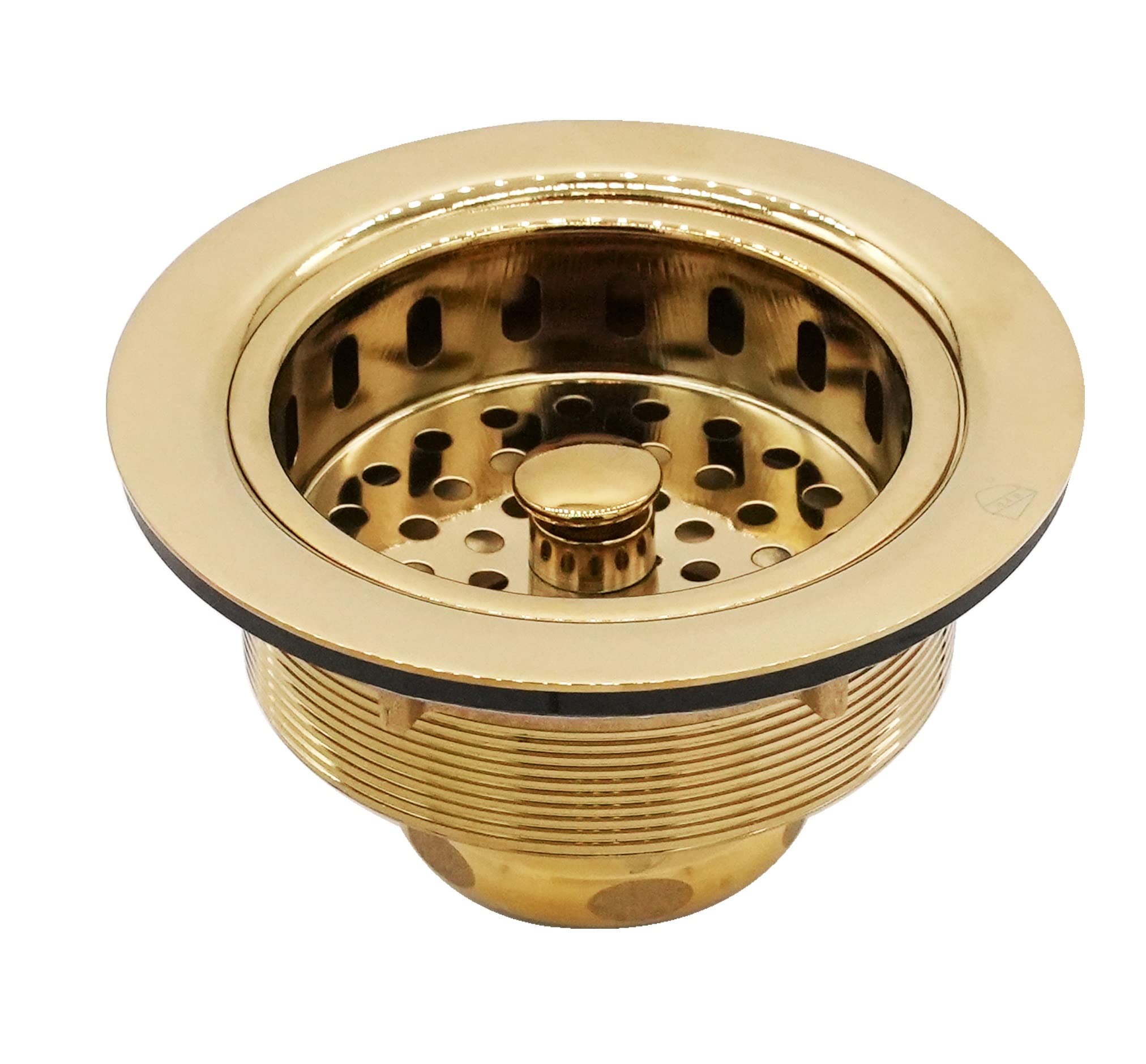 Westbrass D214-01 3-1/2″ Post Style Large Kitchen Sink Basket Strainer, 1-Pack, Polished Brass