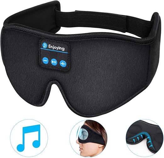 3D Bluetooth Sleep Mask LCdolida Bluetooth Sleeping Music Eye Cover Headsets Microphone Travel