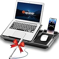 Supamir Laptop Lap Desk with Cushion, Height and Angle Adjustable Laptop Stand for Lap, Portable Workstation with Built-in Mo