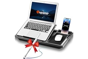 Supamir Laptop Lap Desk with Cushion, Height and Angle Adjustable Laptop Stand for Lap, Portable Workstation with Built-in Mo
