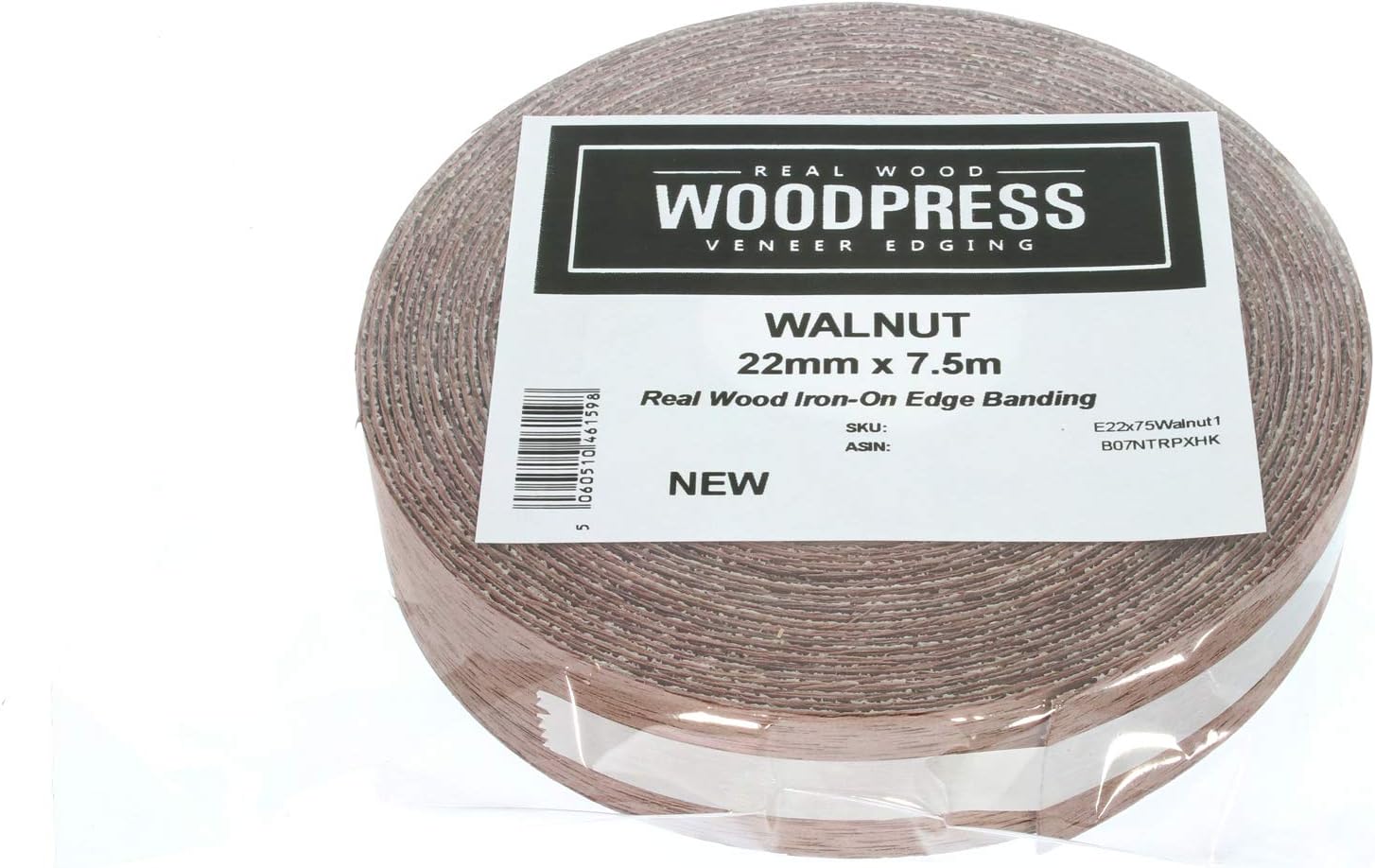 WoodPress® 22mm Real Walnut Iron-On Edging, 7.5m Roll, Pre-Glued Wood Veneer Tape for Easy DIY Application - Image 3