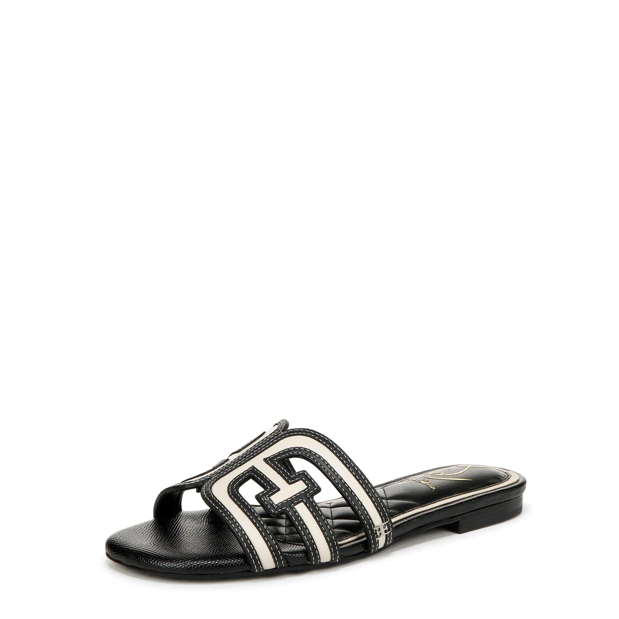 Sam Edelman Women’s Bay Flat Sandal Modern Ivory/Black Multi 6 Medium