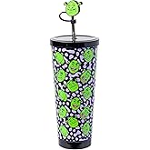 Silver Buffalo Shrek It Out Toss Face 24oz Stainless Steel Tumbler with Straw Cover Cap and Lid
