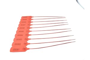 UBICON Sturdy Tamper-Proof Security Seals with Easy Read Numbers - 100 Pack of Disposable Plastic Seals for Trucks, Trailers, Shipments, Cash Bags, and Fire Extinguishers (Red, 100)