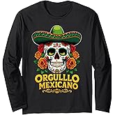 Orgullo Mexicano – Día de los Muertos Sugar Skull Long Sleeve T-Shirt