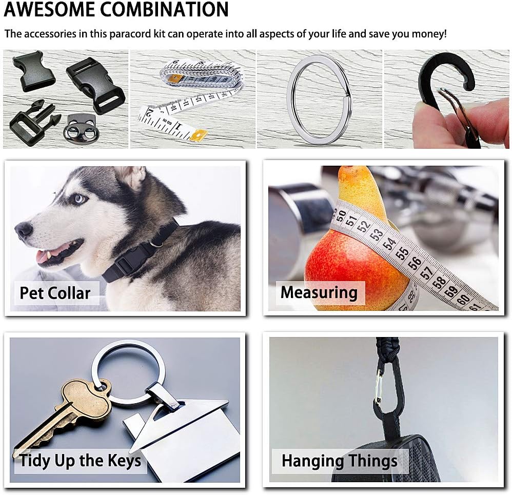 WEREWOLVES 550 Paracord - Survival Paracord Bracelet Crafting Kits Crafting Kits - Parachute Cord with Soft Tape Measure, Buckles, Carabiner, and Key Rings -Multicolor Rope Gift Box : Sports & Outdoors