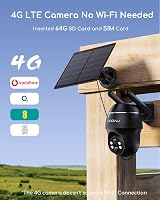 COOAU 4G LTE Solar Security Camera Outdoor 2K 360° PTZ No WiFi 64GB view 2