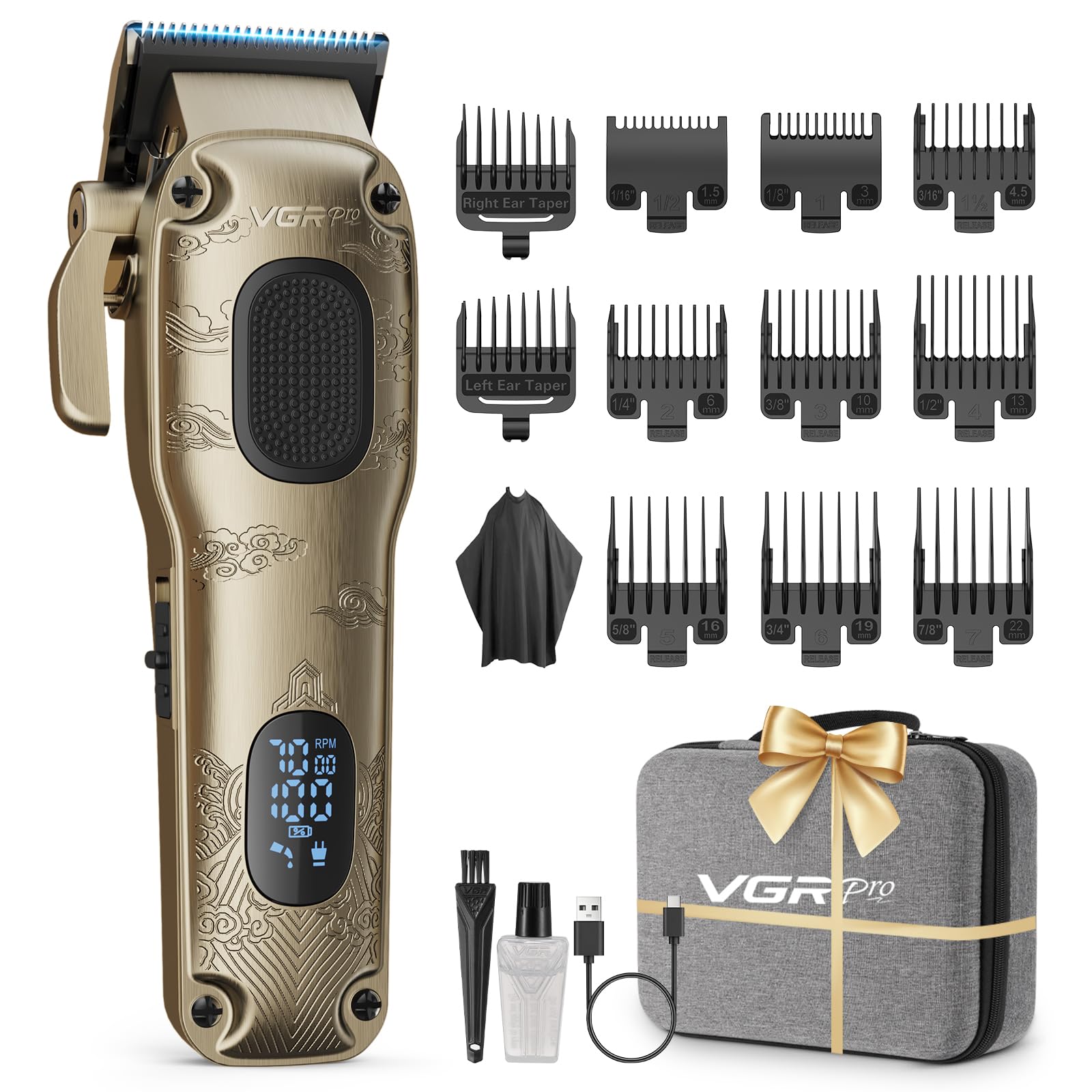 Photo 1 of VGRPRO Hair Clippers for Men Professional, Cordless & Corded Barber Clippers for Hair Cutting with Package Case, Electric Grooming Kit for Home & Barber Use, LED Battery Display, Birthday Gift for Men