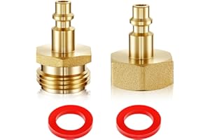 Litorange 2 PCS Lead-Free Brass Winterize Sprinkler Systems: Air Compressor 1/4" Quick Connect Plug to GHT 3/4" Garden Hose F