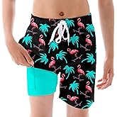 Ahegao Boys Swim Trunks with Compression Liner Big Kids Bathing Suit Quick Dry Board Shorts for 6-20 Years