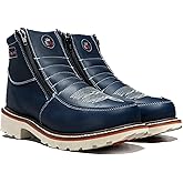 King Welt 333 Men&rsquo;s Genuine Leather Work Boots &ndash; Dual Side Zipper, Non-Marking Oil-Resistant Slip-Resistant Sole, Reinforced Stitching