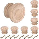 uxcell 8pcs Round Wooden Knobs, 37mm/1.5" Mushroom Shape Kitchen Cabinet Knobs Single Hole Drawer Pull Hardware Handles Decorative Furniture for Drawer Dresser Wardrobe, Wooden