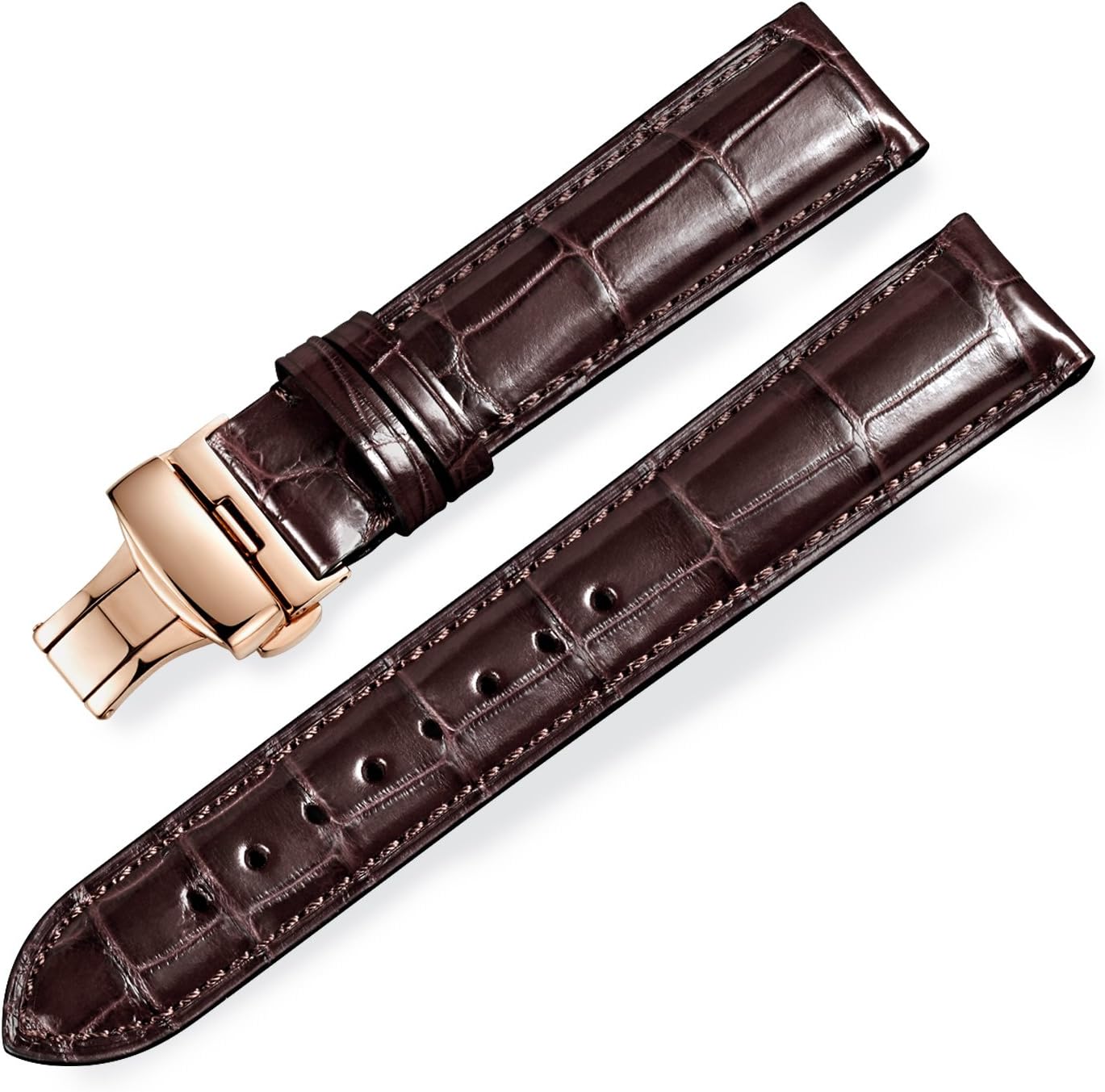 EHHE ZPF Real Alligator Leather Replacement Watch Strap Deployment Buckle for Men's Watch Band and Women's Watch Band 18mm-24mm