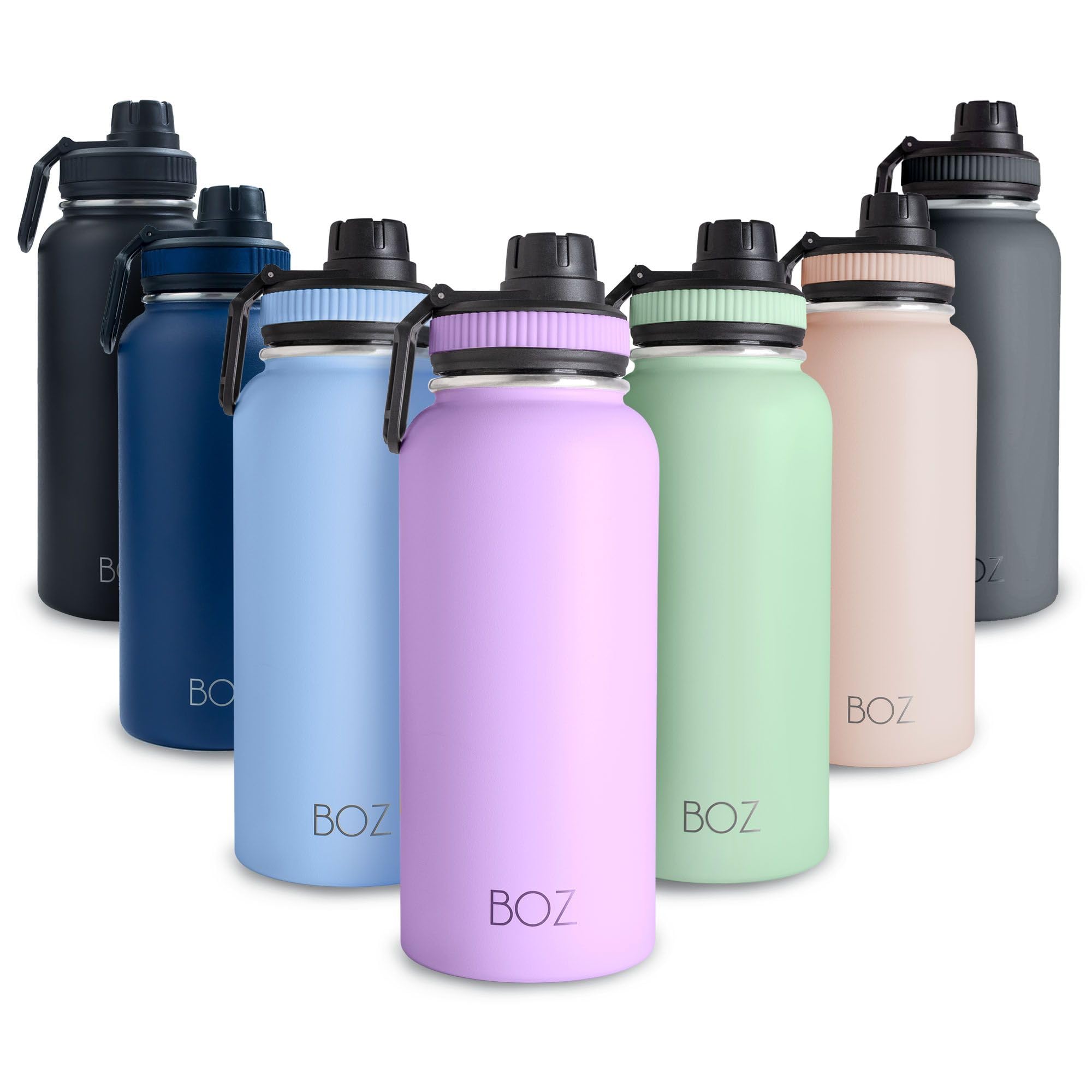 BOZ Stainless Steel Water Bottle - Vaccum Insulated Water Bottle 32 Oz - Wide Mouth BPA Free Sport Water Bottle for Gym with Spout Lid - Thermal Hot & Cold 1 Litre Lavender Water Bottle — image 1