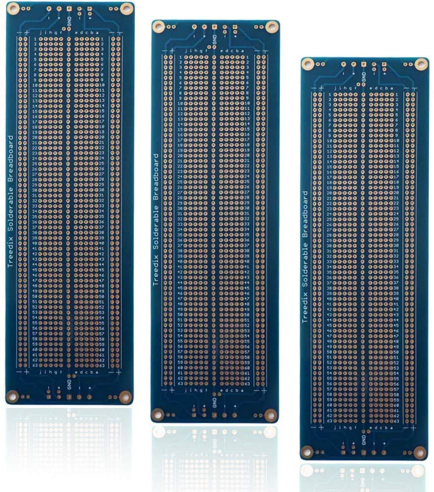 Treedix 3pcs Universal Board Solderable BreadBoard PCB Prototype Shield Board Double Sided Tinned Gold Plated Holes for Arduino Kit Raspberry Pi Shield Prototyping and Testing (Model 1)