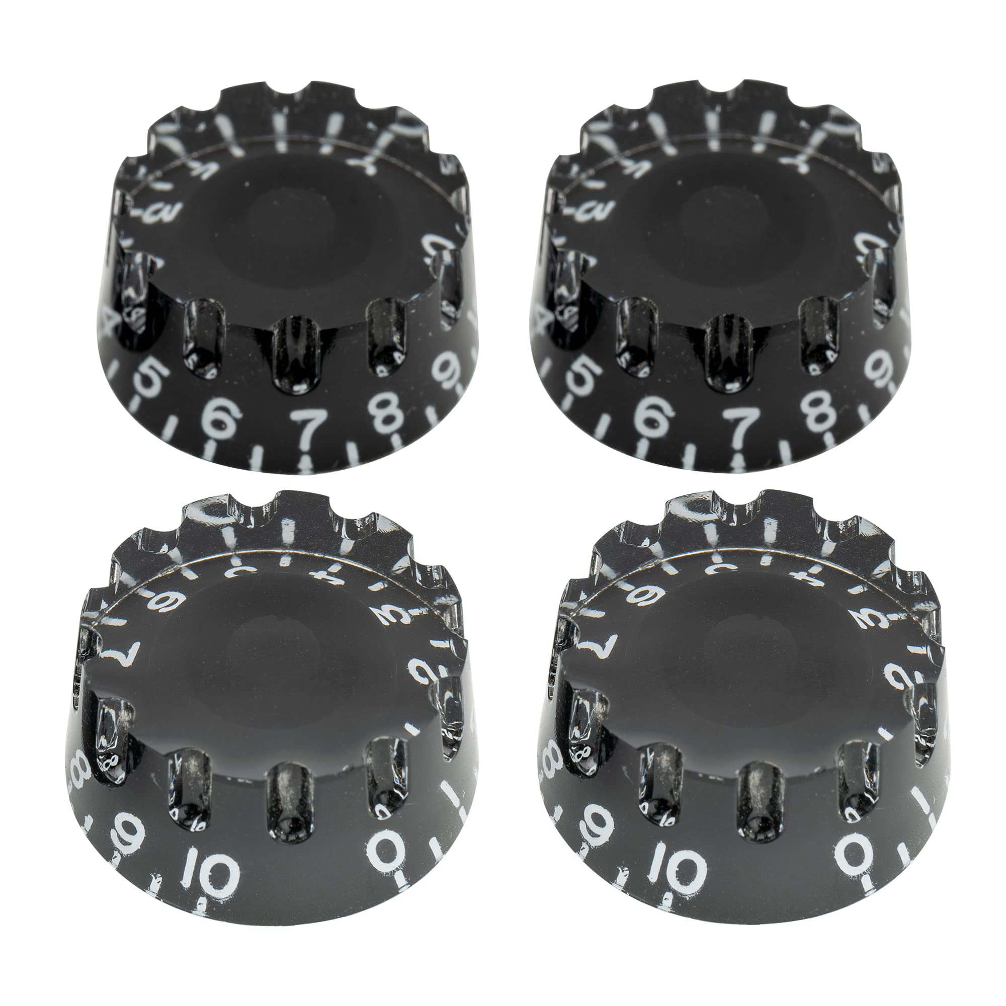 Musiclily Pro Metric Size 18 Splines Knurled Speed Control Knobs for Asia Import Guitar Bass Split Shaft Pots, Black (Set of 4) โ image 1