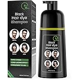 Black Hair Dye Shampoo, Semi-Permanent Hair Color Shampoo for Women and Men, Herbal Ingredients and No Ammonia, 3 in 1-100% Grey Coverage 400ml/ 13.5 fl.oz