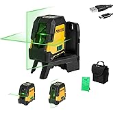 PREXISO Laser Level Self Leveling, 100 Ft Rechargeable & Selectable Green Cross Line Laser Level for Construction, Floor Tile