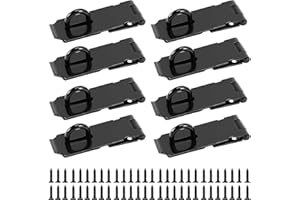 JOIKIT 8 Pack 4 Inches Door Locks Hasp Latch, Black Stainless Steel Hasp Lock Latch, Padlock Hasp for Door Gate